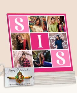 Gifts for Brother and Sister – MDF Photo Frame & Ganesh Ji Rakhi Combo