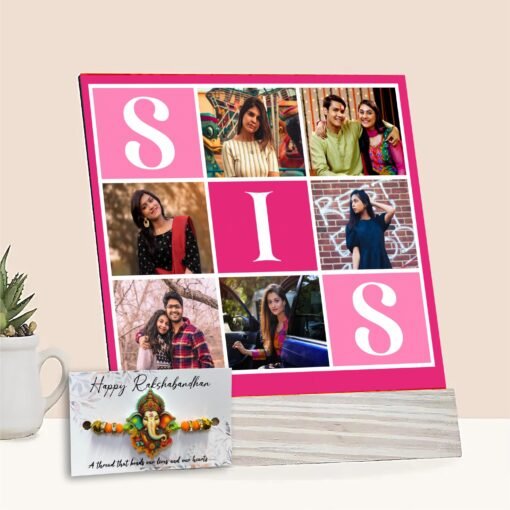 Gifts for Brother and Sister – MDF Photo Frame & Ganesh Ji Rakhi Combo